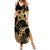 Black And Gold Aotearoa Whai Summer Maxi Dress NZ Stingrays Maori Curves Style