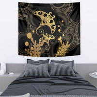 Black And Gold Aotearoa Whai Tapestry NZ Stingrays Maori Curves Style