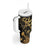 Black And Gold Aotearoa Whai Tumbler With Handle NZ Stingrays Maori Curves Style