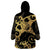 Black And Gold Aotearoa Whai Wearable Blanket Hoodie NZ Stingrays Maori Curves Style