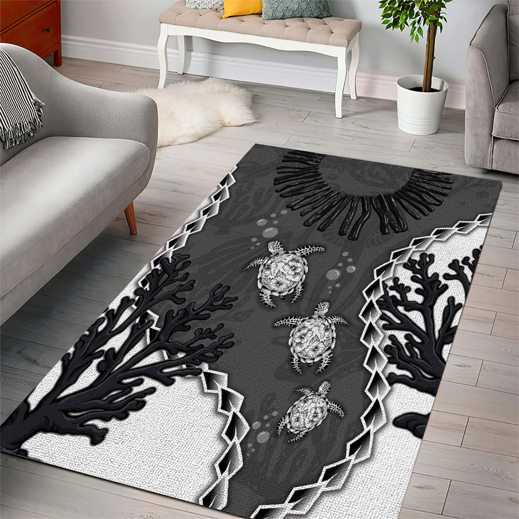 Black Coral Hawaii Area Rug Ekaha Ku Moana Honu Sea Turtle LT14 - Polynesian Pride