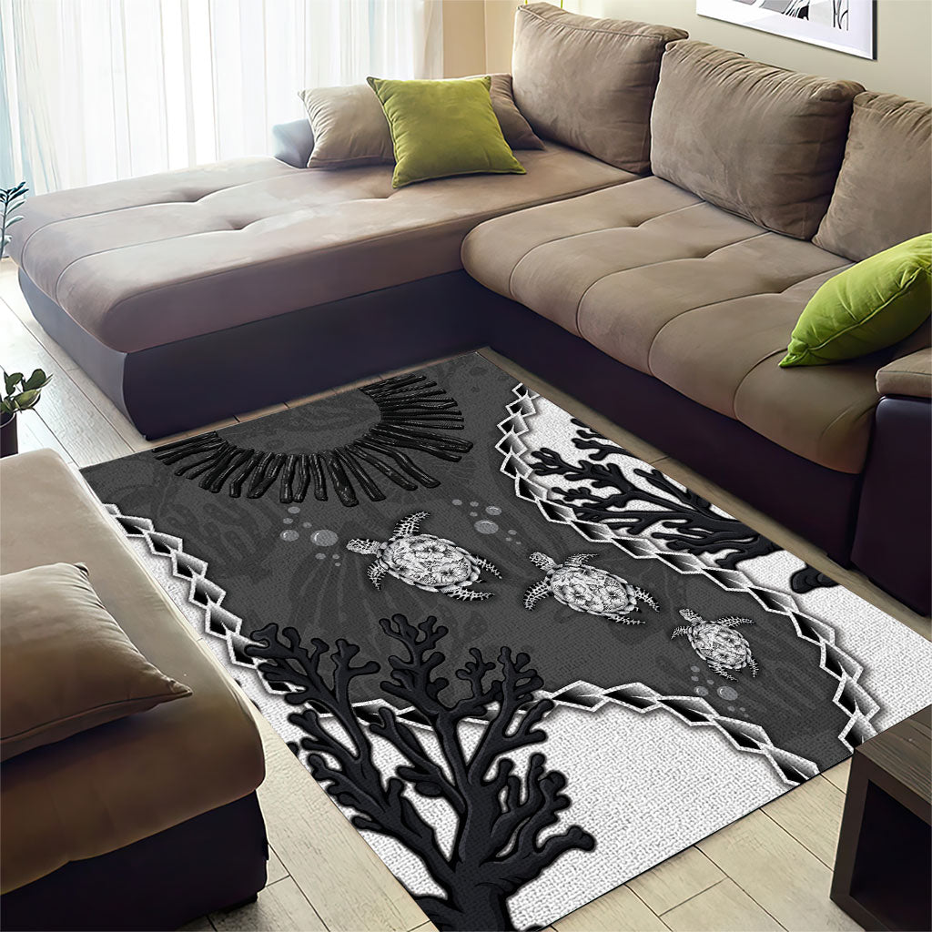Black Coral Hawaii Area Rug Ekaha Ku Moana Honu Sea Turtle LT14 - Polynesian Pride