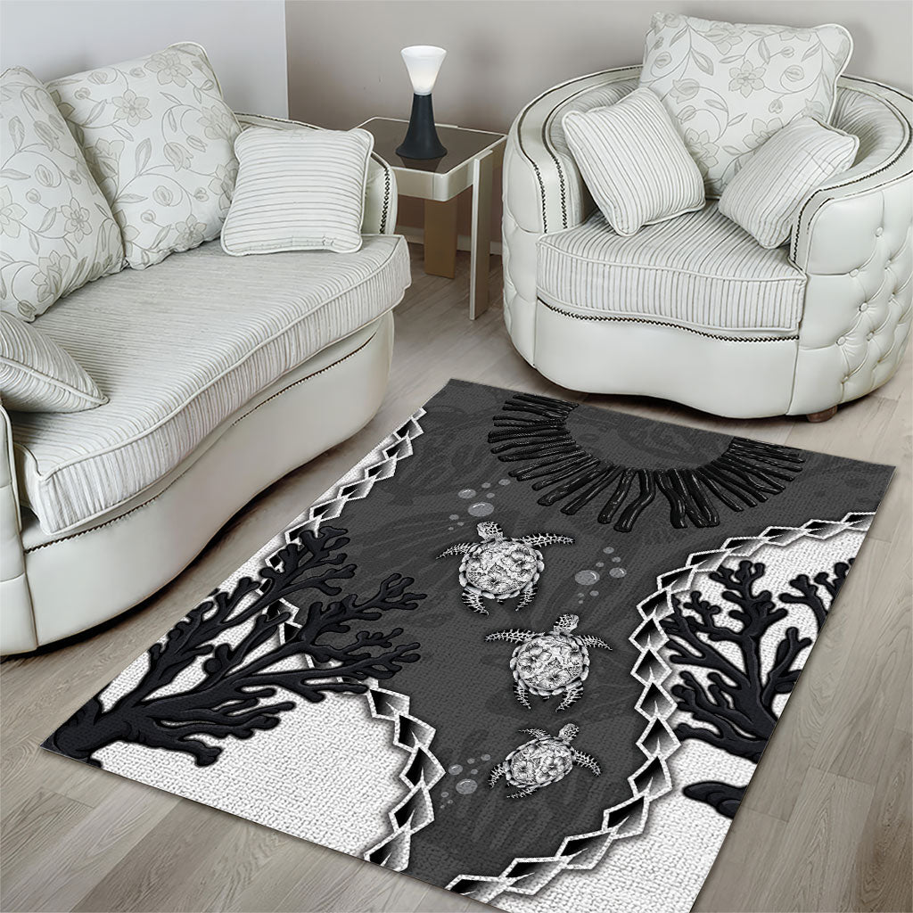 Black Coral Hawaii Area Rug Ekaha Ku Moana Honu Sea Turtle LT14 - Polynesian Pride