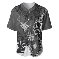 Personalized Black Coral Hawaii Baseball Jersey Ekaha Ku Moana Honu Sea Turtle LT14 Gray - Polynesian Pride