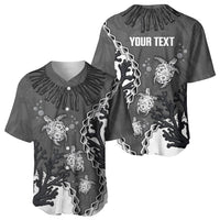 Personalized Black Coral Hawaii Baseball Jersey Ekaha Ku Moana Honu Sea Turtle LT14 - Polynesian Pride