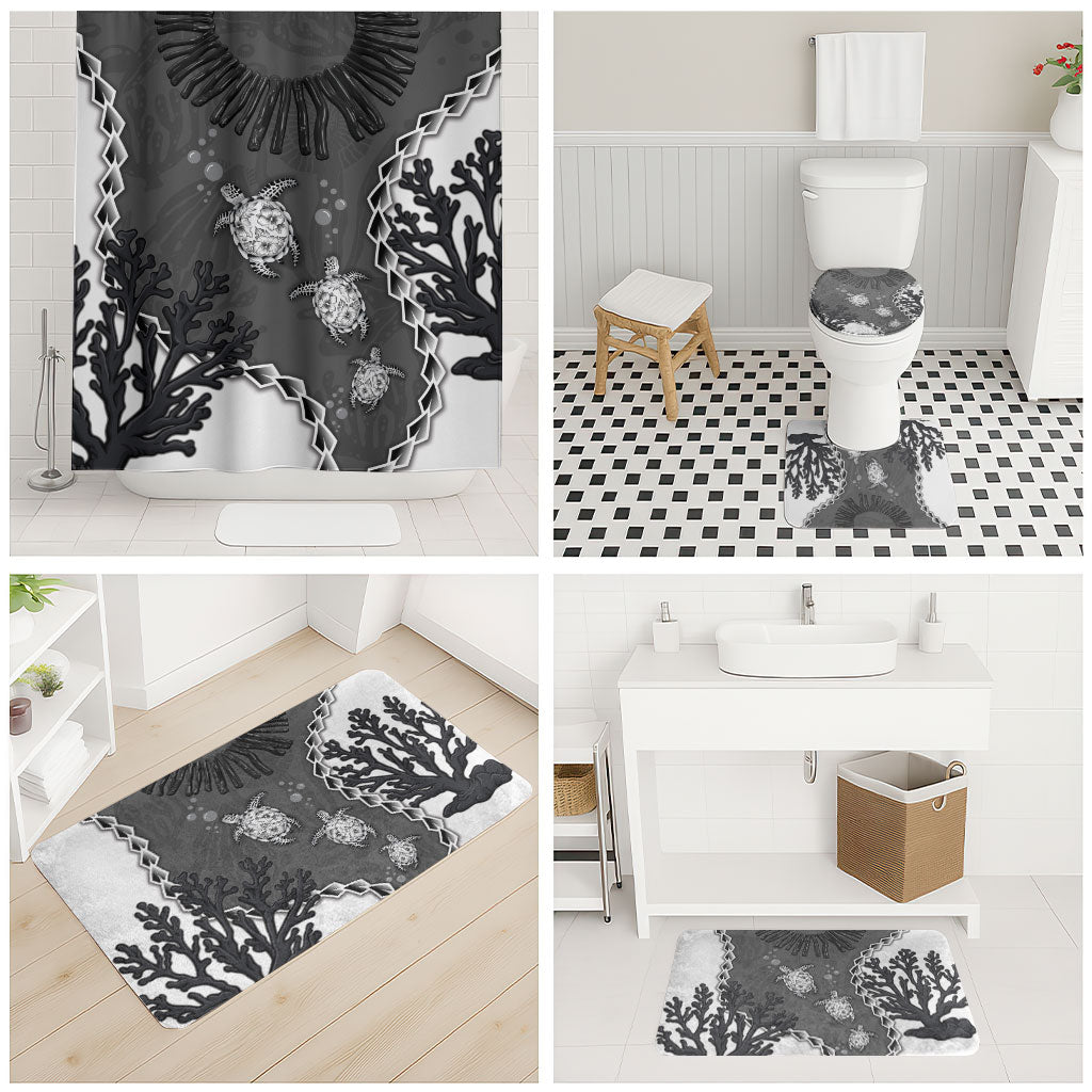Black Coral Hawaii Bathroom Set Ekaha Ku Moana Honu Sea Turtle LT14 - Polynesian Pride