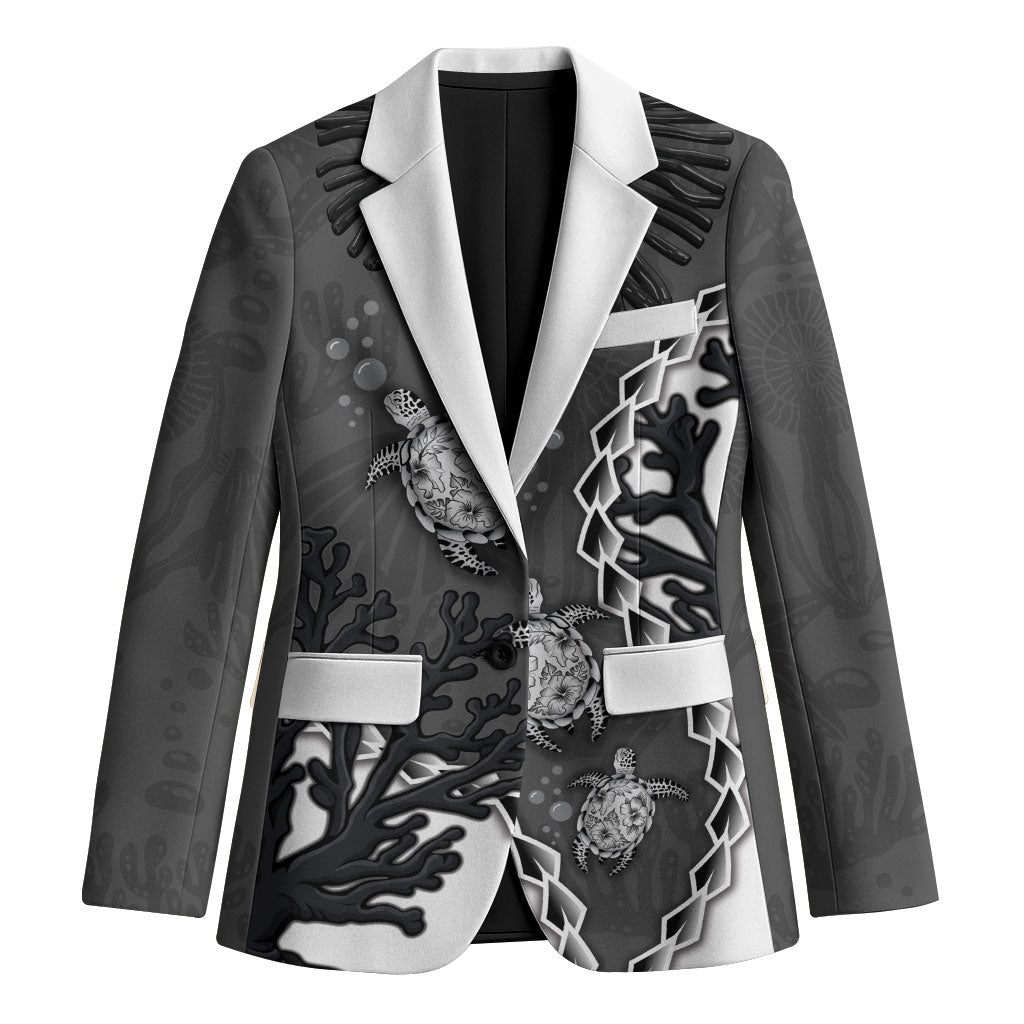 Personalized Black Coral Hawaii Blazer Ekaha Ku Moana Honu Sea Turtle LT14 Unisex Gray - Polynesian Pride