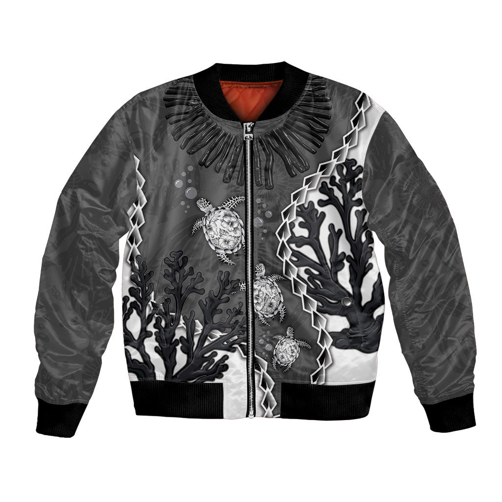 Personalized Black Coral Hawaii Bomber Jacket Ekaha Ku Moana Honu Sea Turtle