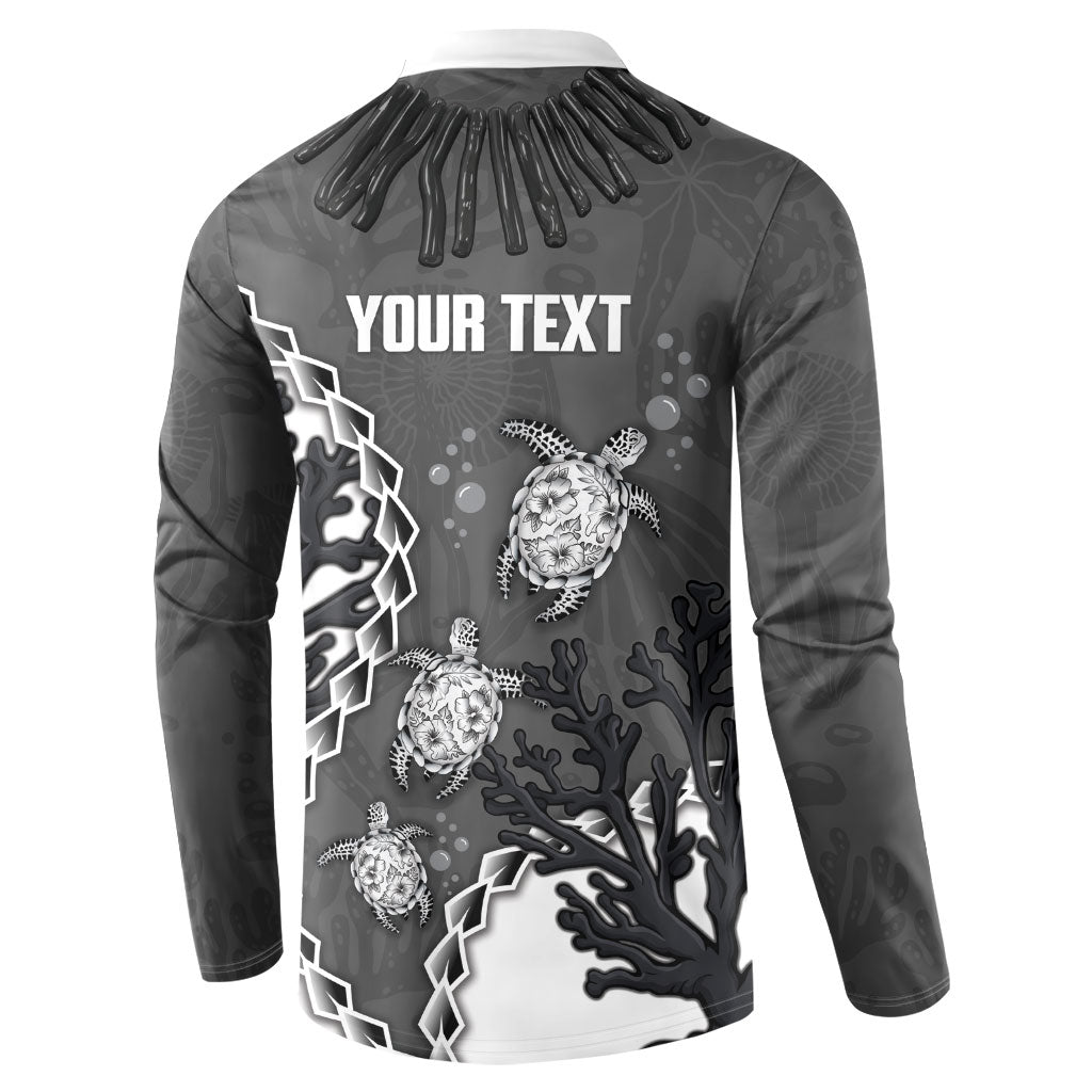Personalized Black Coral Hawaii Button Sweatshirt Ekaha Ku Moana Honu Sea Turtle