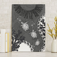 Black Coral Hawaii Canvas Wall Art Ekaha Ku Moana Honu Sea Turtle LT14 Without Frame Gray - Polynesian Pride
