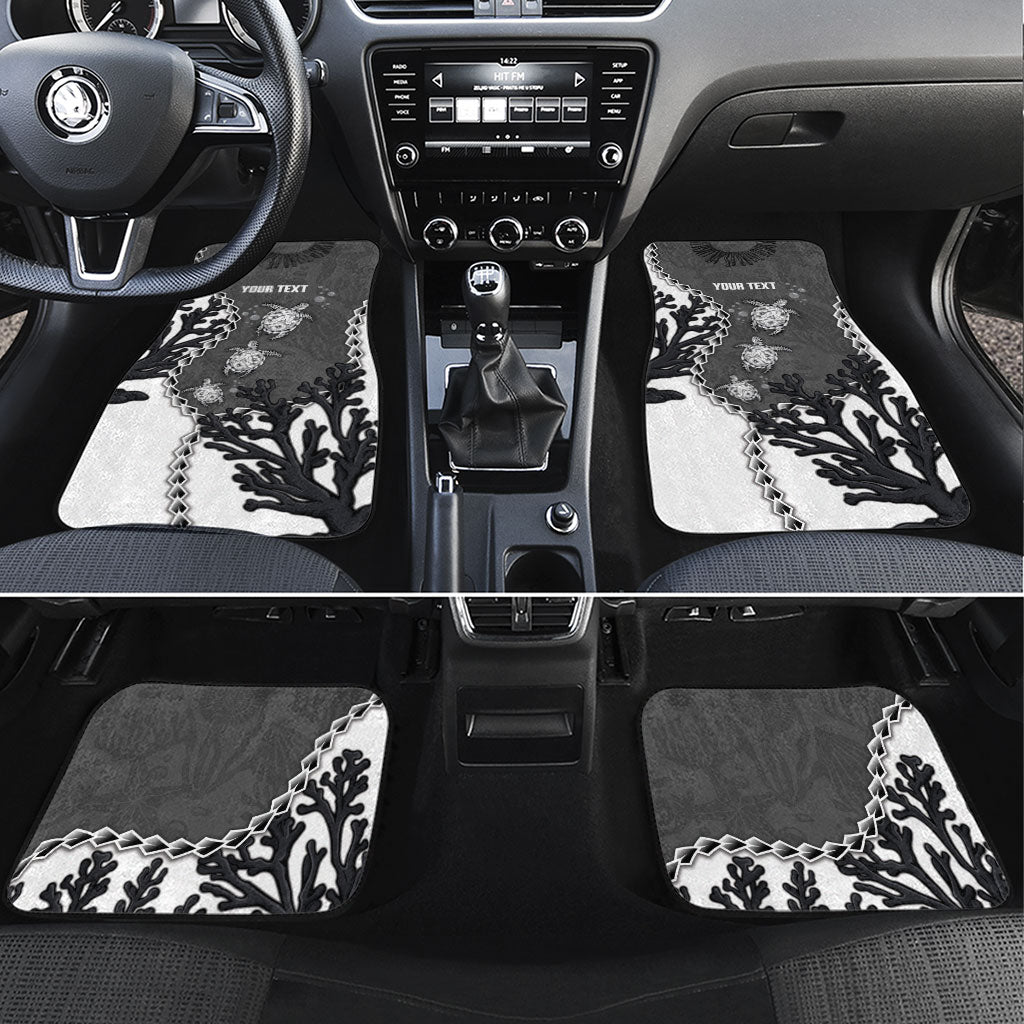 Personalized Black Coral Hawaii Car Mats Ekaha Ku Moana Honu Sea Turtle LT14 Set 4pcs Gray - Polynesian Pride