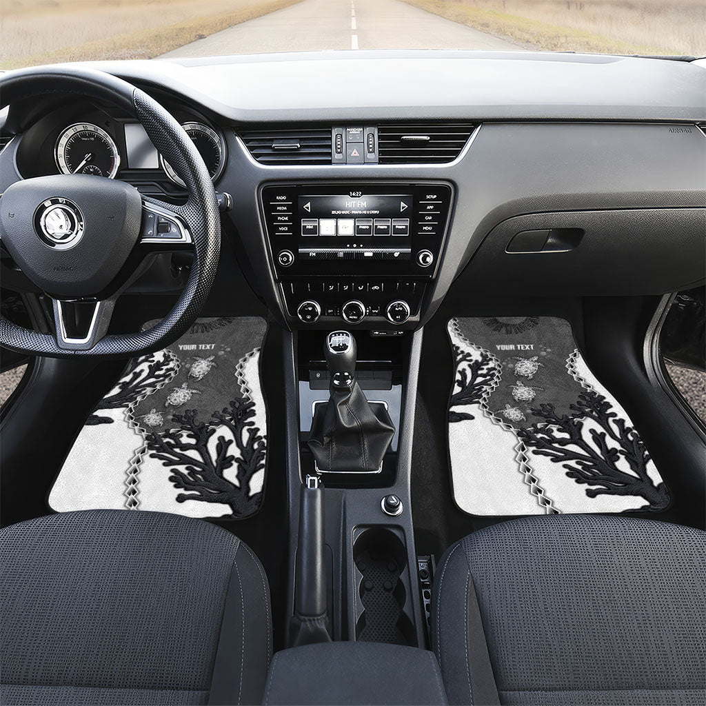 Personalized Black Coral Hawaii Car Mats Ekaha Ku Moana Honu Sea Turtle LT14 Set 2pcs - Front Gray - Polynesian Pride