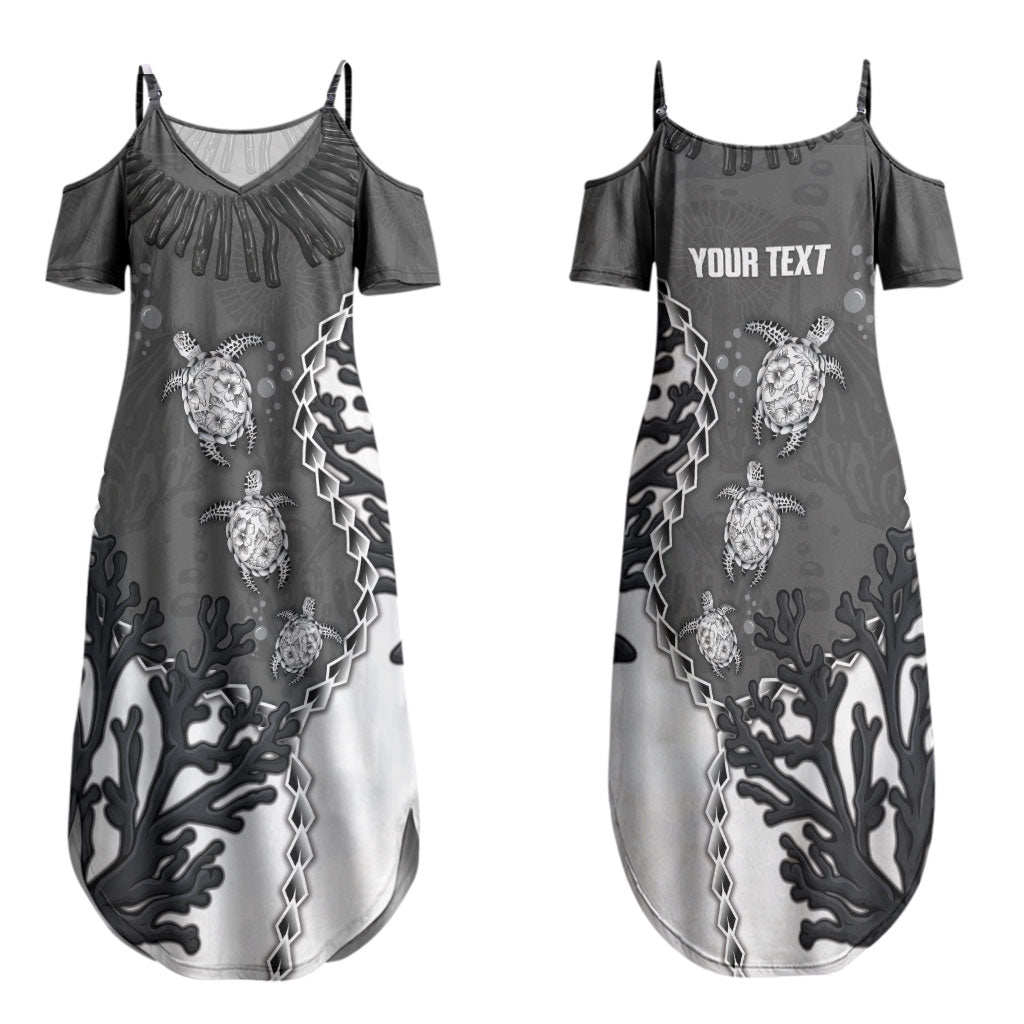 Personalized Black Coral Hawaii Family Matching Summer Maxi Dress and Hawaiian Shirt Ekaha Ku Moana Honu Sea Turtle