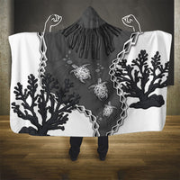 Black Coral Hawaii Hooded Blanket Ekaha Ku Moana Honu Sea Turtle