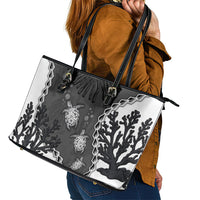 Black Coral Hawaii Leather Tote Bag Ekaha Ku Moana Honu Sea Turtle