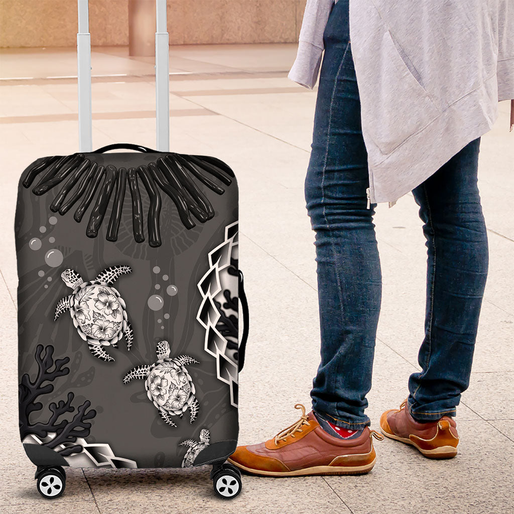 Black Coral Hawaii Luggage Cover Ekaha Ku Moana Honu Sea Turtle LT14 Gray - Polynesian Pride