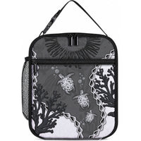 Black Coral Hawaii Lunch Bag Ekaha Ku Moana Honu Sea Turtle LT14 10.2 × 8.3 × 4.3 inch Gray - Polynesian Pride