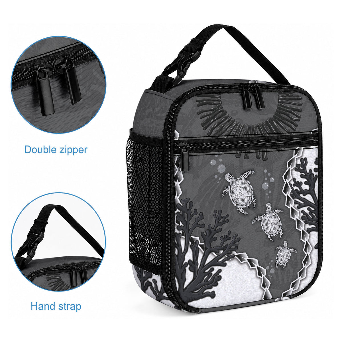 Black Coral Hawaii Lunch Bag Ekaha Ku Moana Honu Sea Turtle LT14 - Polynesian Pride