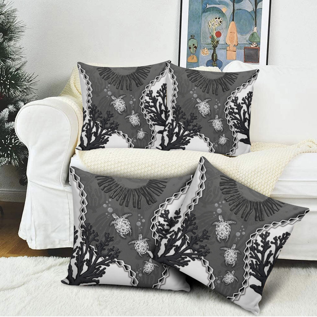 Black Coral Hawaii Pillow Cover Ekaha Ku Moana Honu Sea Turtle