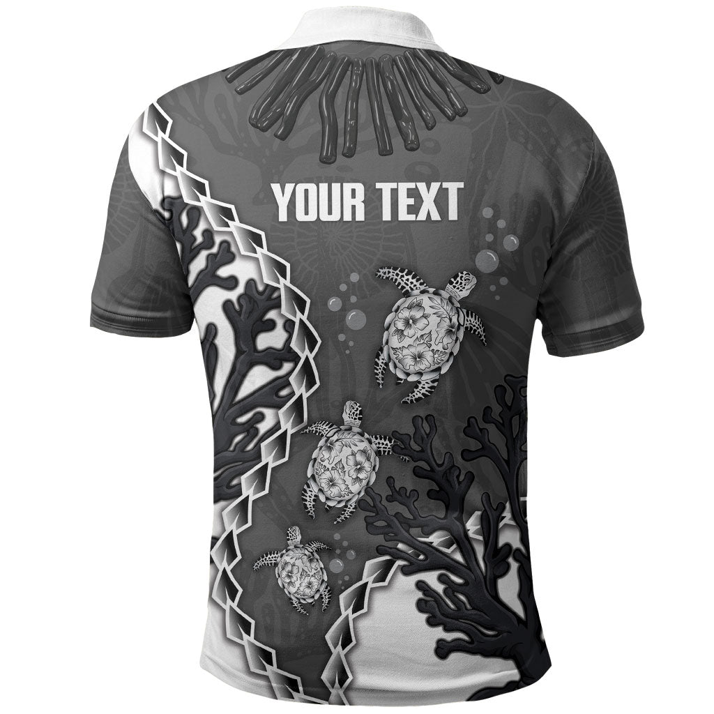 Personalized Black Coral Hawaii Polo Shirt Ekaha Ku Moana Honu Sea Turtle