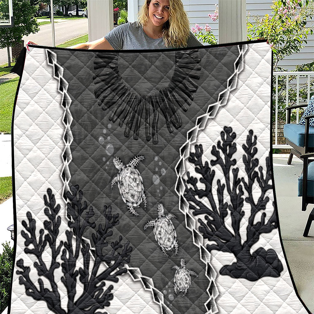 Black Coral Hawaii Quilt Ekaha Ku Moana Honu Sea Turtle LT14 Gray - Polynesian Pride