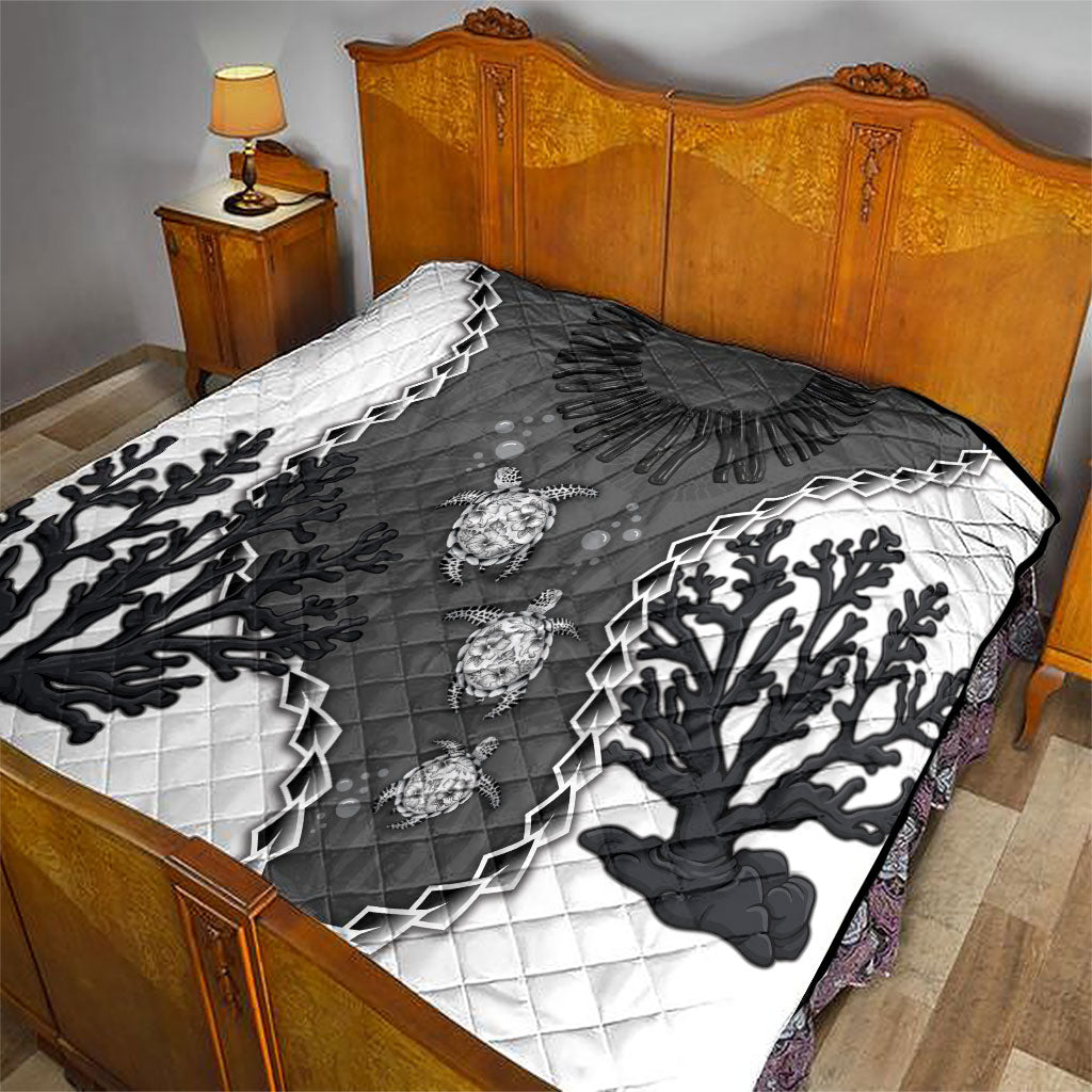 Black Coral Hawaii Quilt Ekaha Ku Moana Honu Sea Turtle LT14 - Polynesian Pride