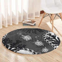 Black Coral Hawaii Round Carpet Ekaha Ku Moana Honu Sea Turtle