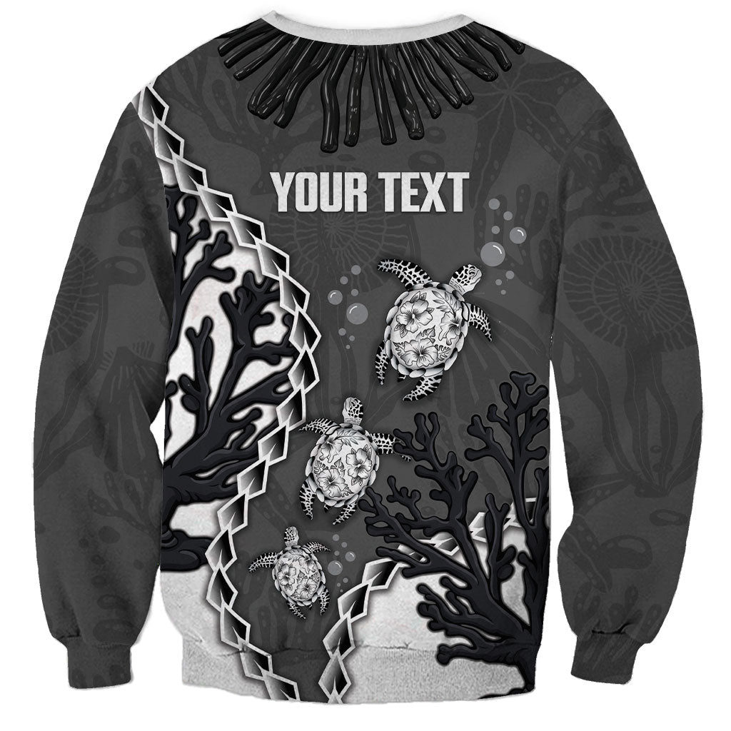 Personalized Black Coral Hawaii Sweatshirt Ekaha Ku Moana Honu Sea Turtle