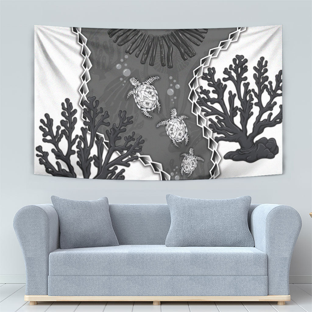 Black Coral Hawaii Tapestry Ekaha Ku Moana Honu Sea Turtle LT14 - Polynesian Pride