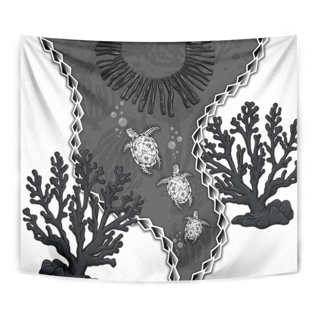Black Coral Hawaii Tapestry Ekaha Ku Moana Honu Sea Turtle LT14 - Polynesian Pride