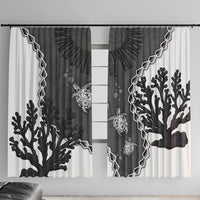 Black Coral Hawaii Window Curtain Ekaha Ku Moana Honu Sea Turtle LT14 With Hooks Gray - Polynesian Pride