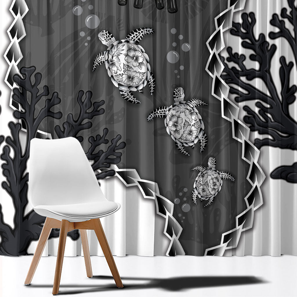 Black Coral Hawaii Window Curtain Ekaha Ku Moana Honu Sea Turtle LT14 - Polynesian Pride