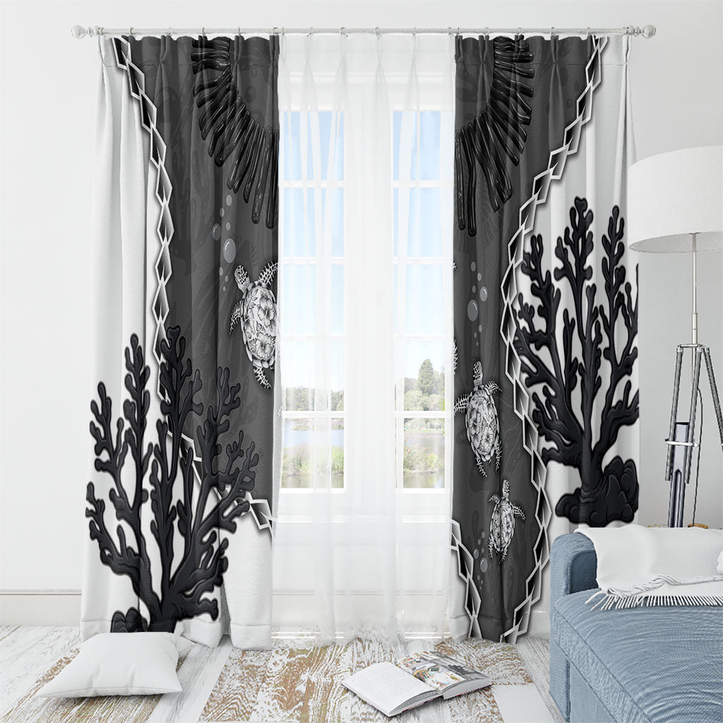 Black Coral Hawaii Window Curtain Ekaha Ku Moana Honu Sea Turtle LT14 - Polynesian Pride
