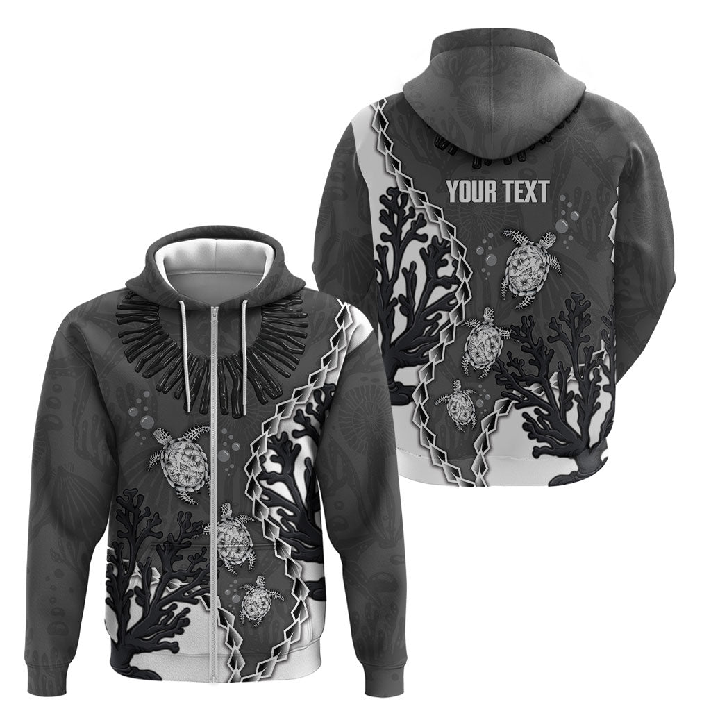 Personalized Black Coral Hawaii Zip Hoodie Ekaha Ku Moana Honu Sea Turtle