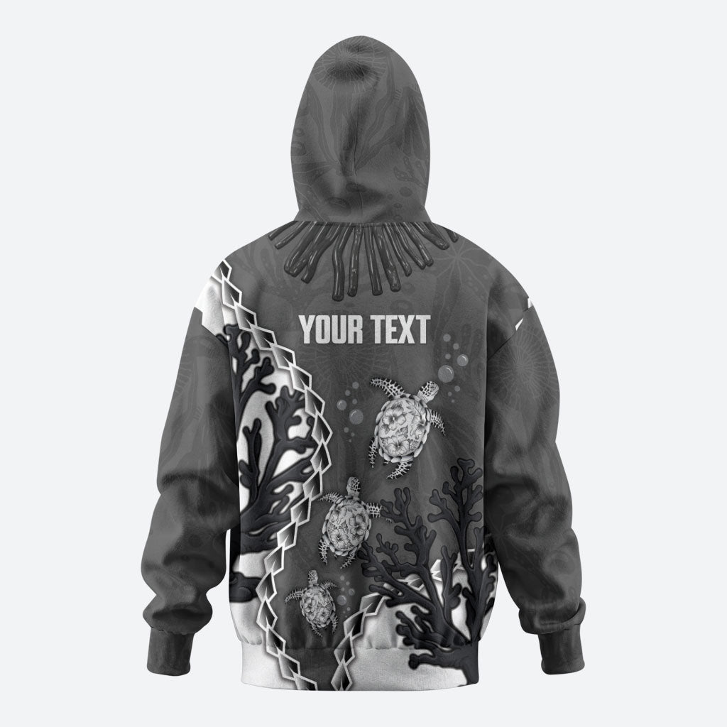 Personalized Black Coral Hawaii Zip Hoodie Ekaha Ku Moana Honu Sea Turtle