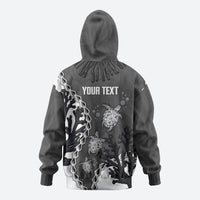 Personalized Black Coral Hawaii Zip Hoodie Ekaha Ku Moana Honu Sea Turtle