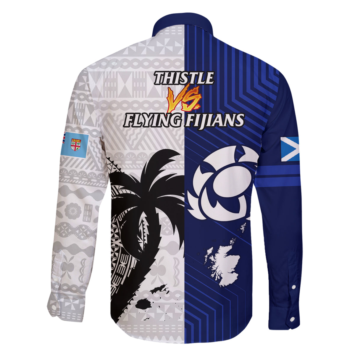 Fiji And Scotland Rugby Family Matching Puletasi Dress and Hawaiian Shirt Fijian Tapa Pattern With Thistle LT14 - Polynesian Pride