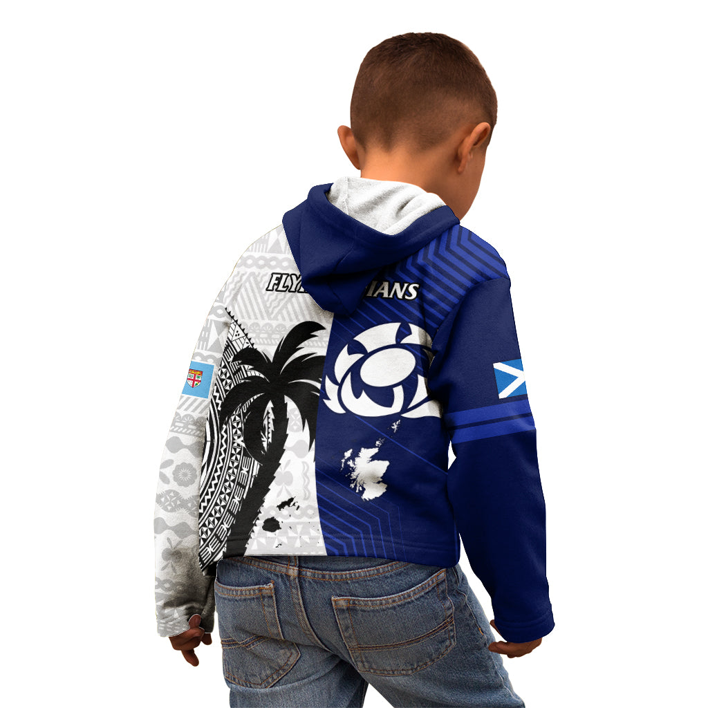 Fiji And Scotland Rugby Kid Hoodie Fijian Tapa Pattern With Thistle LT14 - Polynesian Pride