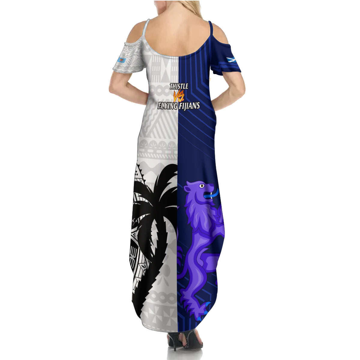 Fiji And Scotland Rugby Summer Maxi Dress Fijian Tapa Pattern With Thistle LT14 - Polynesian Pride