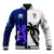 Custom Fiji And Scotland Rugby Baseball Jacket Fijian Tapa Pattern With Thistle LT14 Unisex Blue - Polynesian Pride