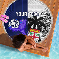 Custom Fiji And Scotland Rugby Beach Blanket Fijian Tapa Pattern With Thistle LT14 - Wonder Print Shop