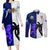 Custom Fiji And Scotland Rugby Couples Matching Long Sleeve Bodycon Dress and Long Sleeve Button Shirts Fijian Tapa Pattern With Thistle LT14 Blue - Polynesian Pride