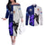 Custom Fiji And Scotland Rugby Couples Matching Off The Shoulder Long Sleeve Dress and Long Sleeve Button Shirts Fijian Tapa Pattern With Thistle LT14 Blue - Polynesian Pride