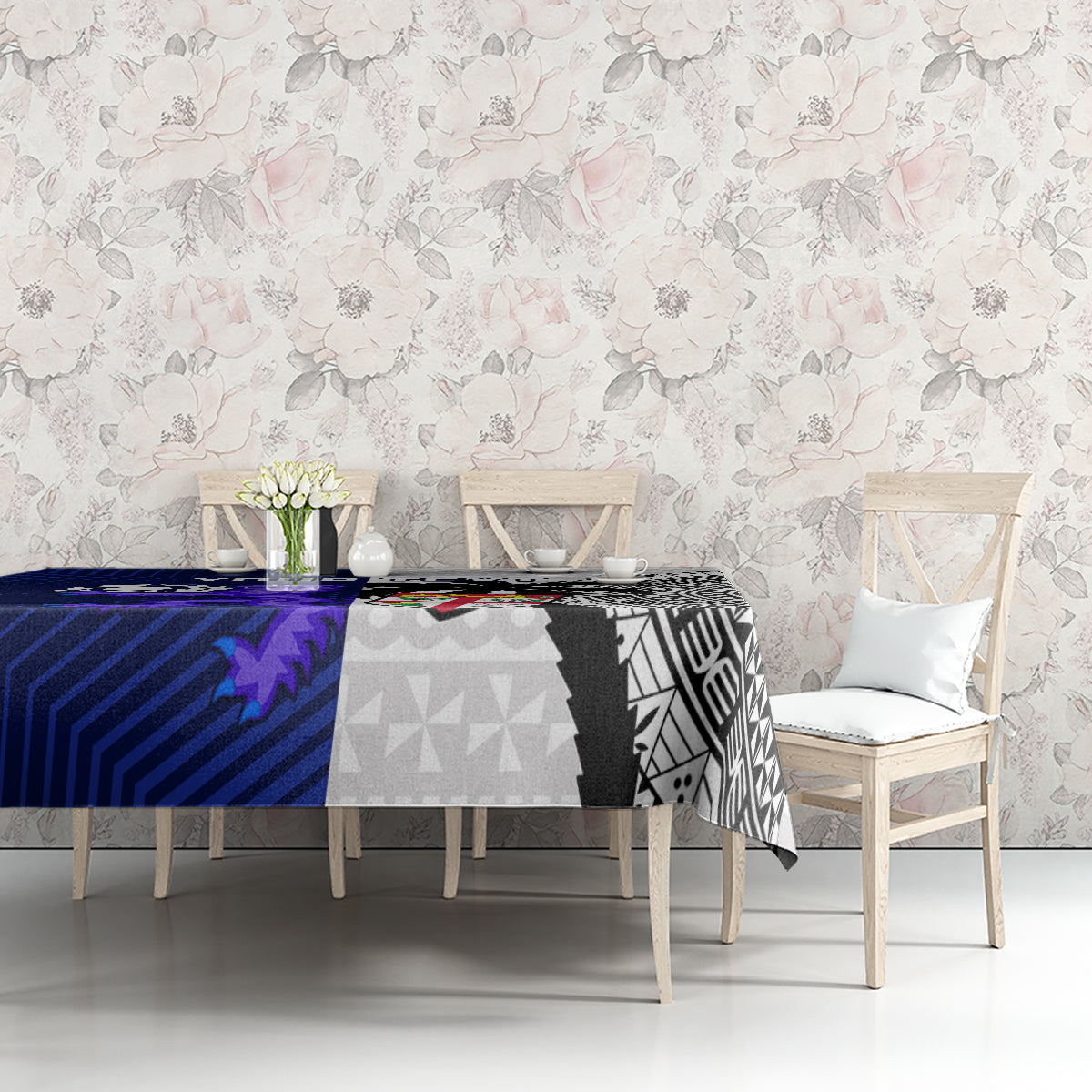 Custom Fiji And Scotland Rugby Tablecloth Fijian Tapa Pattern With Thistle LT14 - Polynesian Pride