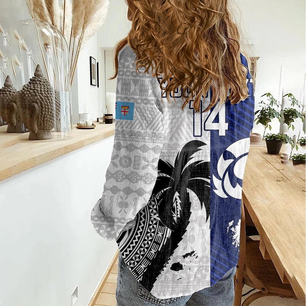 Custom Fiji And Scotland Rugby Women Casual Shirt Fijian Tapa Pattern With Thistle LT14 - Polynesian Pride