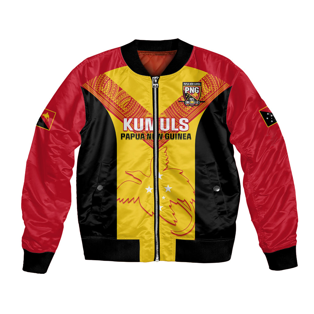 Custom Papua New Guinea Rubgby Bomber Jacket Pacific 2023 Go PNG Kumuls LT14 Unisex Yellow - Polynesian Pride