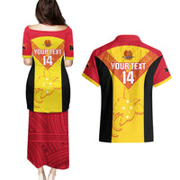Custom Papua New Guinea Rubgby Couples Matching Puletasi Dress and Hawaiian Shirt Pacific 2023 Go PNG Kumuls LT14 - Polynesian Pride