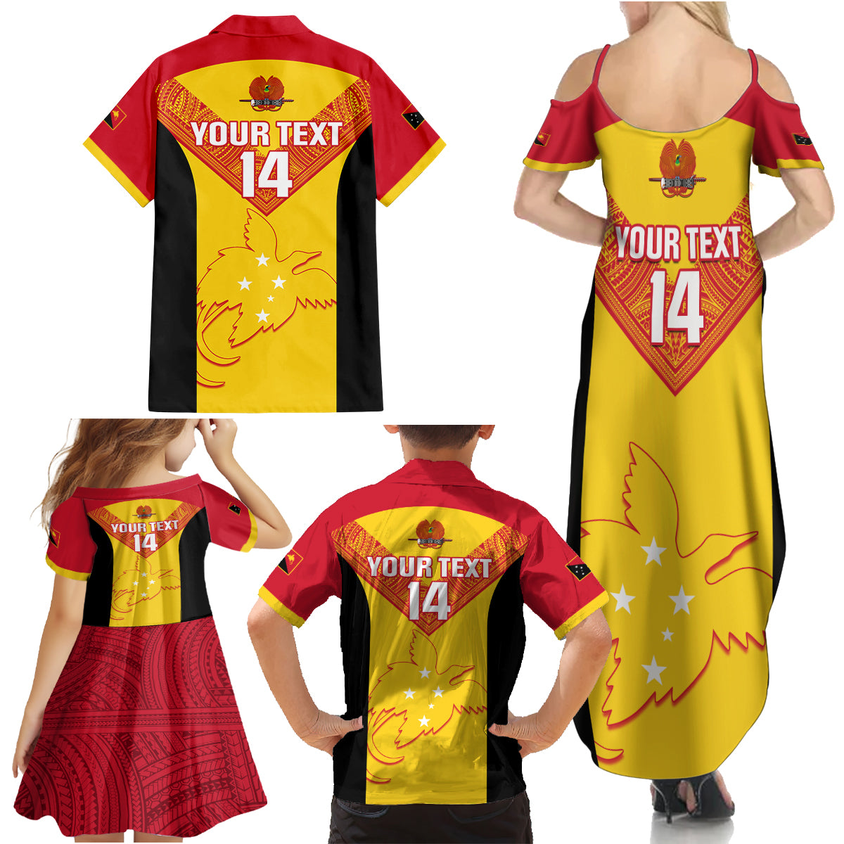 Custom Papua New Guinea Rubgby Family Matching Summer Maxi Dress and Hawaiian Shirt Pacific 2023 Go PNG Kumuls LT14 - Polynesian Pride