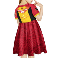 Custom Papua New Guinea Rubgby Kid Short Sleeve Dress Pacific 2023 Go PNG Kumuls LT14 - Polynesian Pride