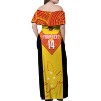 Custom Papua New Guinea Rubgby Off Shoulder Maxi Dress Pacific 2023 Go PNG Kumuls LT14 - Polynesian Pride